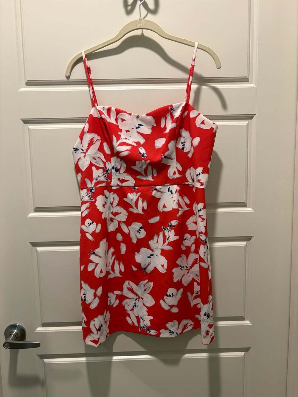 French Connection Red and White Floral Sweetheart Strappy Mini Dress